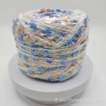 Tessuto all&#39;uncinetto a maglia a mano filo fantasia